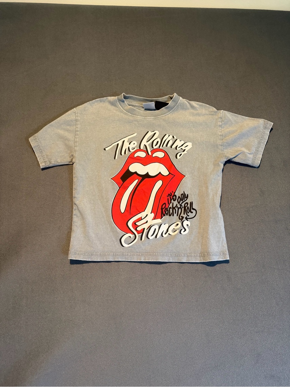 The Rolling Stones Gray Tee with Red Tongue Logo